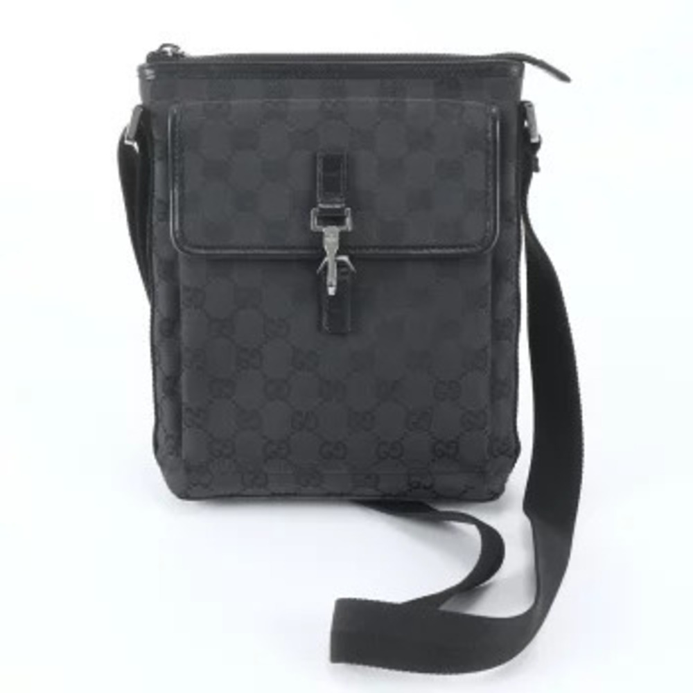 Gucci Web Stripe GG Canvas Leather Messenger Crossbody Briefcase Commuter Black